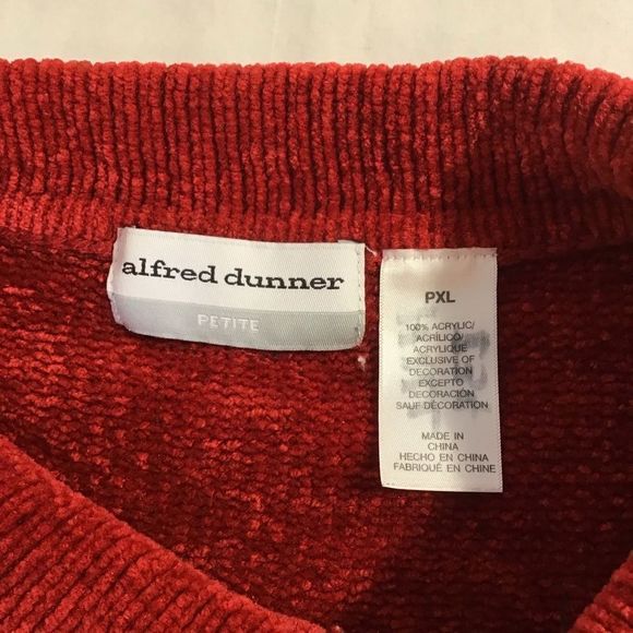 Alfred Dunner Sweater Collared Red XL Petite - Picture 4 of 10
